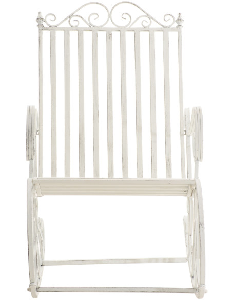 Fauteuil à bascule de jardin romantique vintage Métal Blanc Patiné Oryal - 5