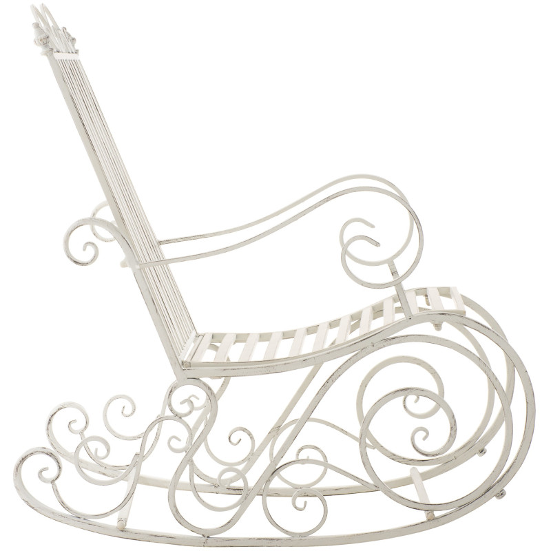 Fauteuil à bascule de jardin romantique vintage Métal Blanc Patiné Oryal - 6