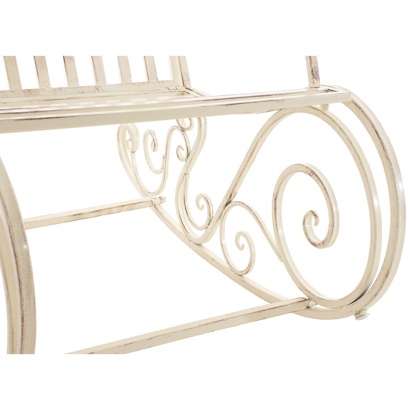 Fauteuil à bascule de jardin romantique vintage Métal Blanc crème Patiné Oryal - 3