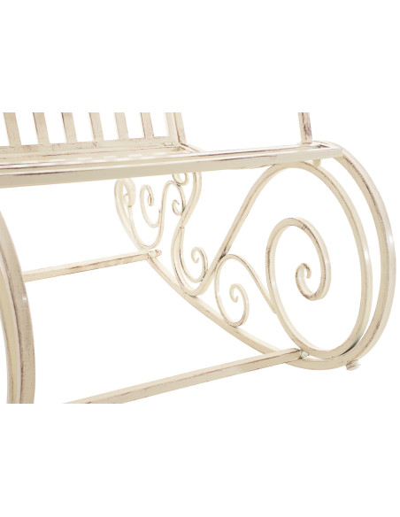 Fauteuil à bascule de jardin romantique vintage Métal Blanc crème Patiné Oryal - 3
