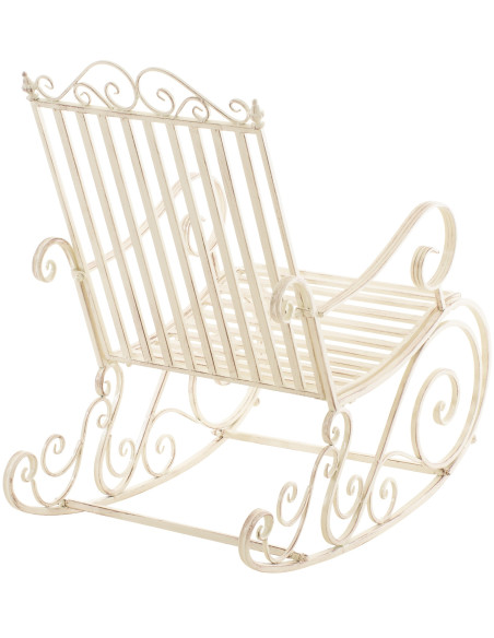 Fauteuil à bascule de jardin romantique vintage Métal Blanc crème Patiné Oryal 