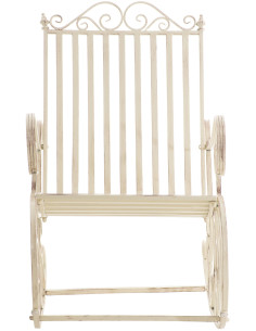 Fauteuil à bascule de jardin romantique vintage Métal Blanc crème Patiné Oryal 