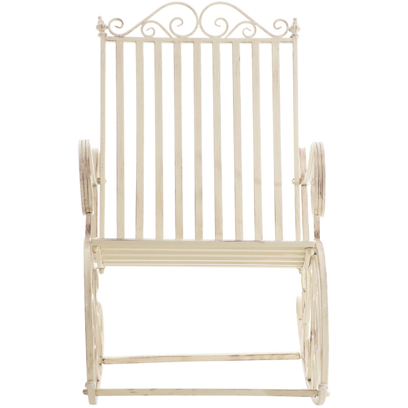 Fauteuil à bascule de jardin romantique vintage Métal Blanc crème Patiné Oryal 