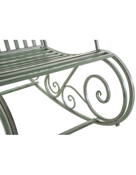 Fauteuil à bascule de jardin romantique vintage Métal Vert Patiné Oryal - 2