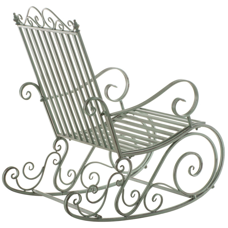 Fauteuil à bascule de jardin romantique vintage Métal Vert Patiné Oryal - 4