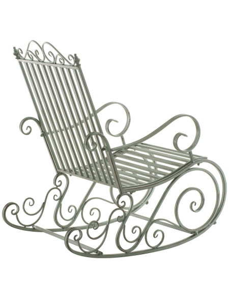 Fauteuil à bascule de jardin romantique vintage Métal Vert Patiné Oryal - 4