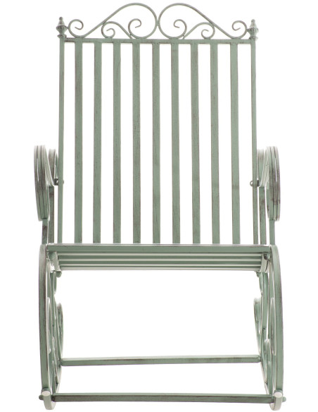 Fauteuil à bascule de jardin romantique vintage Métal Vert Patiné Oryal - 5