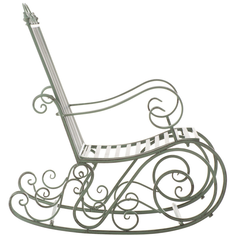 Fauteuil à bascule de jardin romantique vintage Métal Vert Patiné Oryal - 6