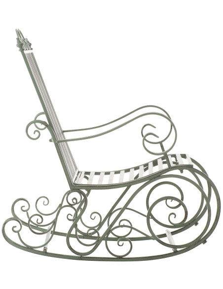 Fauteuil à bascule de jardin romantique vintage Métal Vert Patiné Oryal - 6