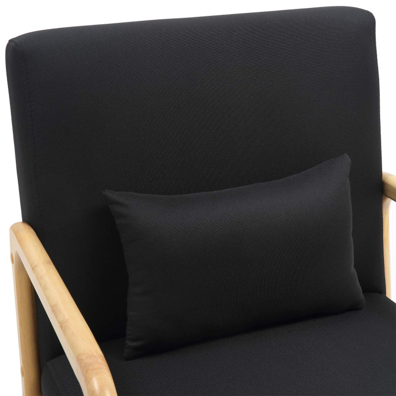 Fauteuil scandinave Tissu Noir Bois d'hévéa Naturel Wirol - 2