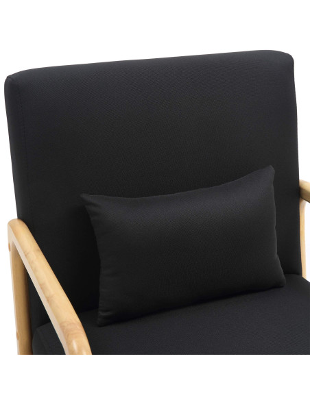 Fauteuil scandinave Tissu Noir Bois d'hévéa Naturel Wirol - 2