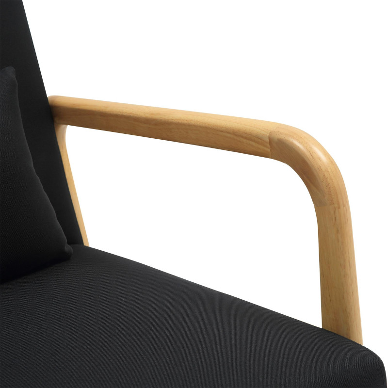Fauteuil scandinave Tissu Noir Bois d'hévéa Naturel Wirol - 3