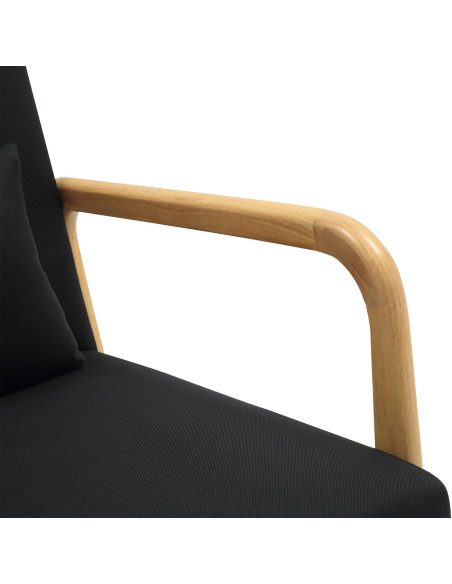 Fauteuil scandinave Tissu Noir Bois d'hévéa Naturel Wirol - 3
