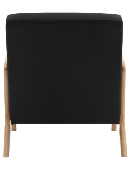 Fauteuil scandinave Tissu Noir Bois d'hévéa Naturel Wirol - 4