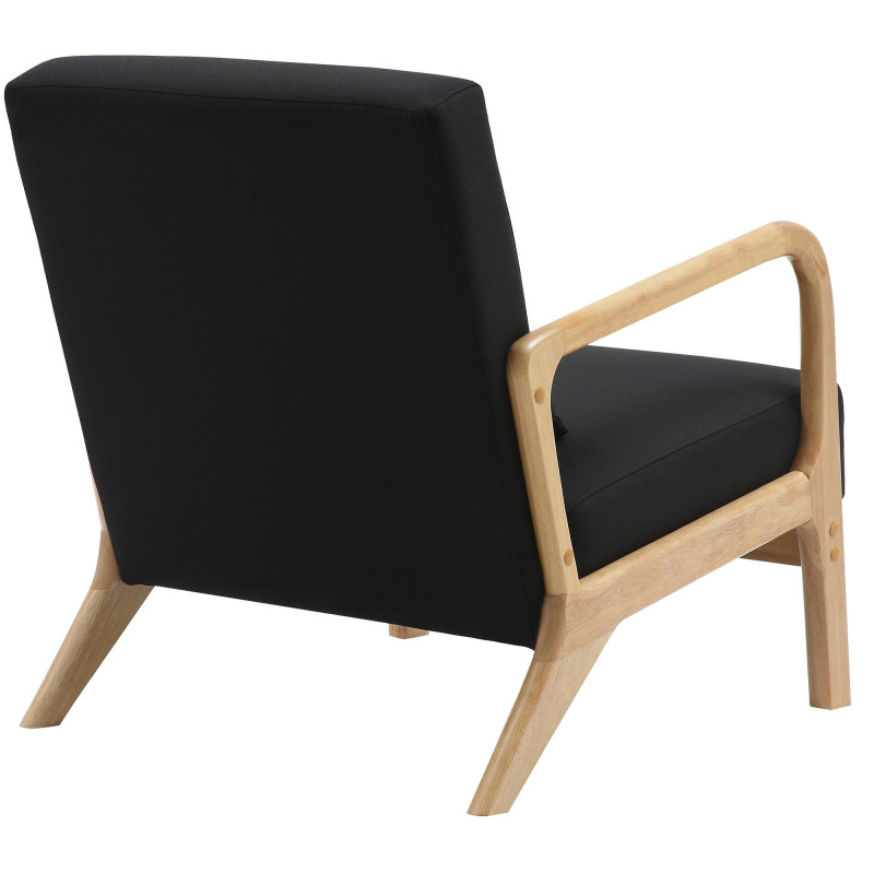 Fauteuil scandinave Tissu Noir Bois d'hévéa Naturel Wirol - 5