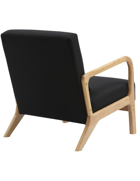 Fauteuil scandinave Tissu Noir Bois d'hévéa Naturel Wirol - 5