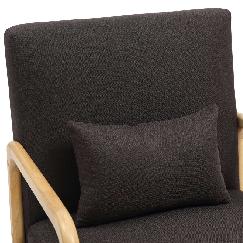 Fauteuil scandinave Tissu Marron Bois d'hévéa Naturel Wirol - 2