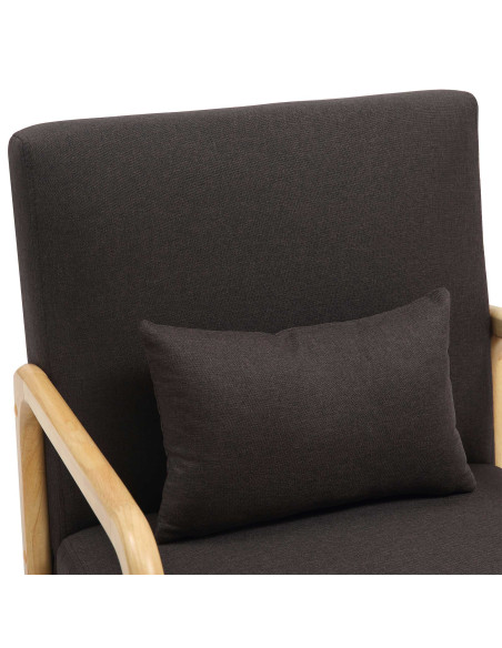 Fauteuil scandinave Tissu Marron Bois d'hévéa Naturel Wirol - 2