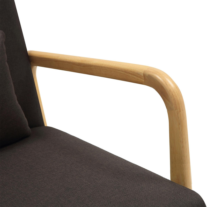 Fauteuil scandinave Tissu Marron Bois d'hévéa Naturel Wirol - 3
