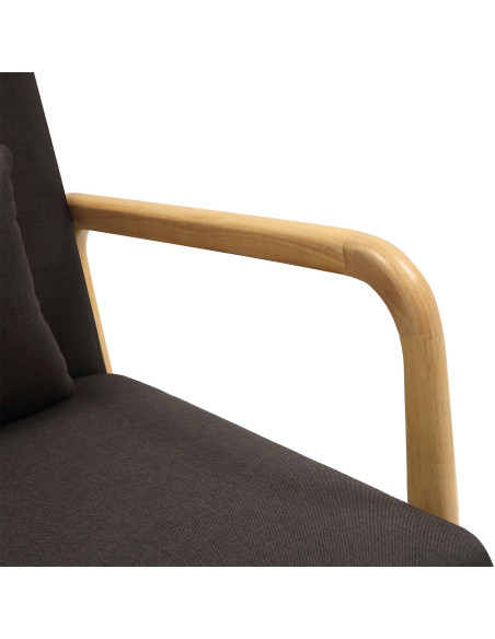 Fauteuil scandinave Tissu Marron Bois d'hévéa Naturel Wirol - 3