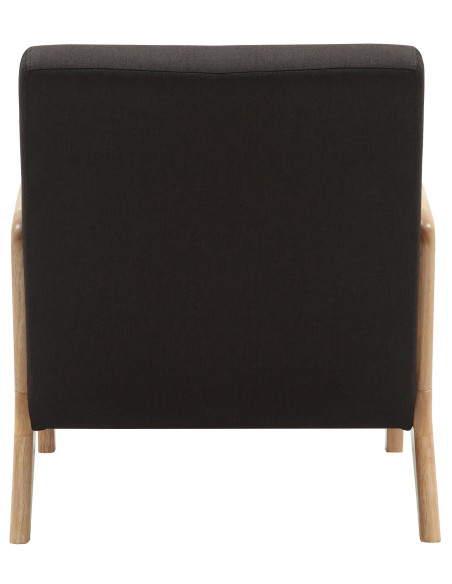 Fauteuil scandinave Tissu Marron Bois d'hévéa Naturel Wirol - 4