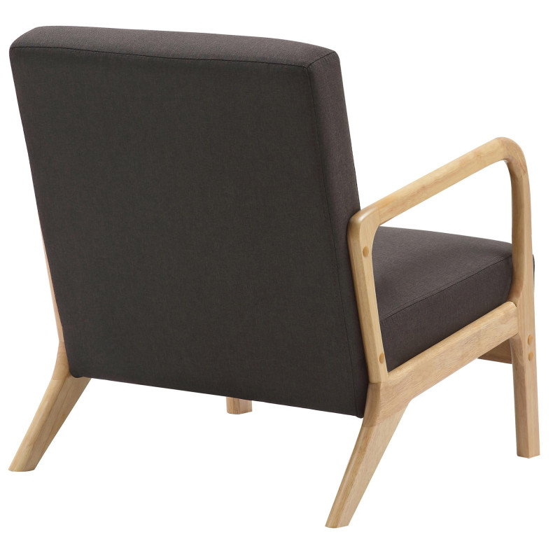 Fauteuil scandinave Tissu Marron Bois d'hévéa Naturel Wirol - 5