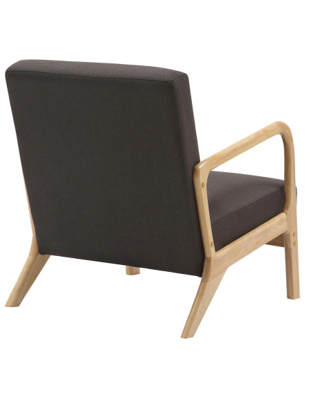 Fauteuil scandinave Tissu Marron Bois d'hévéa Naturel Wirol - 5