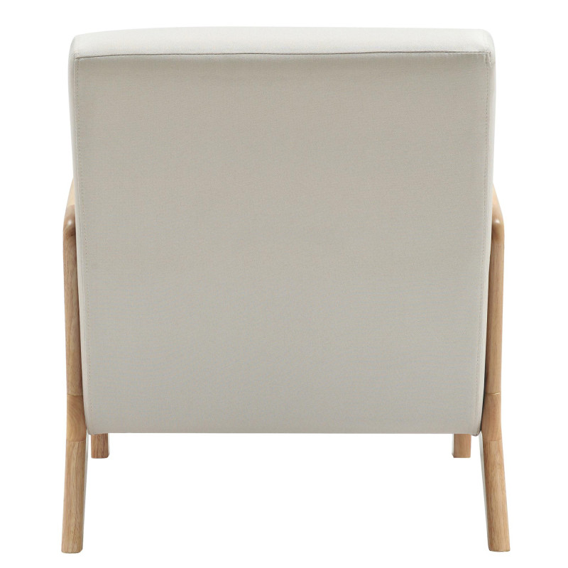Fauteuil scandinave Tissu Blanc crème Bois d'hévéa Naturel Wirol - 4