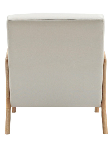 Fauteuil scandinave Tissu Blanc crème Bois d'hévéa Naturel Wirol - 4