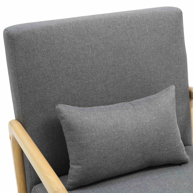 Fauteuil scandinave Tissu Gris clair Bois d'hévéa Naturel Wirol  - 2