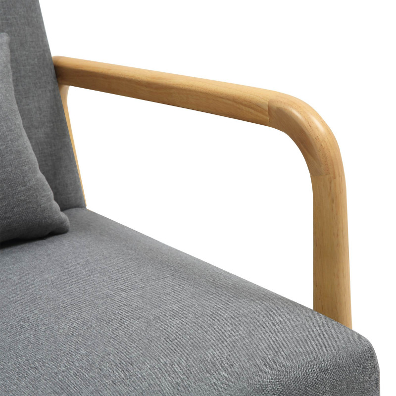 Fauteuil scandinave Tissu Gris clair Bois d'hévéa Naturel Wirol  - 3