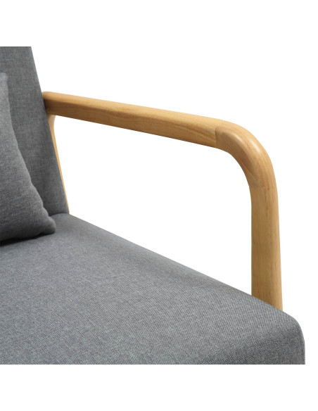 Fauteuil scandinave Tissu Gris clair Bois d'hévéa Naturel Wirol  - 3