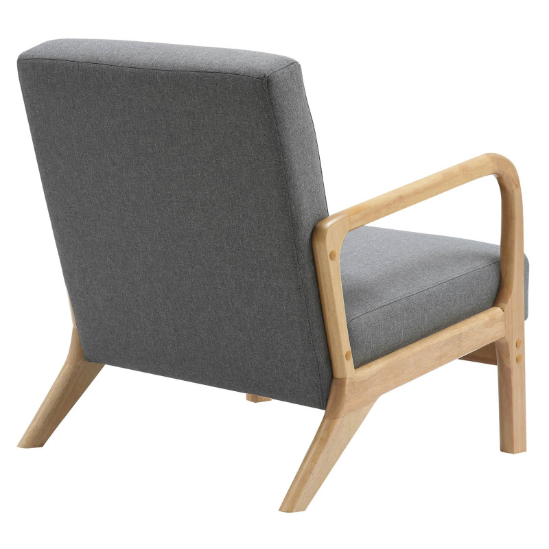 Fauteuil scandinave Tissu Gris clair Bois d'hévéa Naturel Wirol  - 5