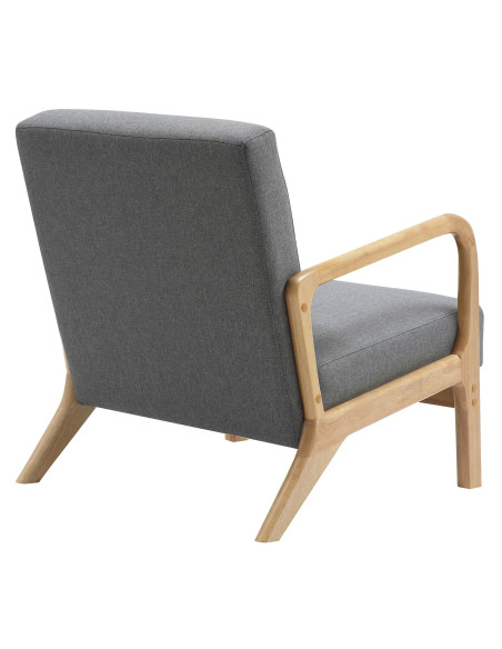 Fauteuil scandinave Tissu Gris clair Bois d'hévéa Naturel Wirol  - 5