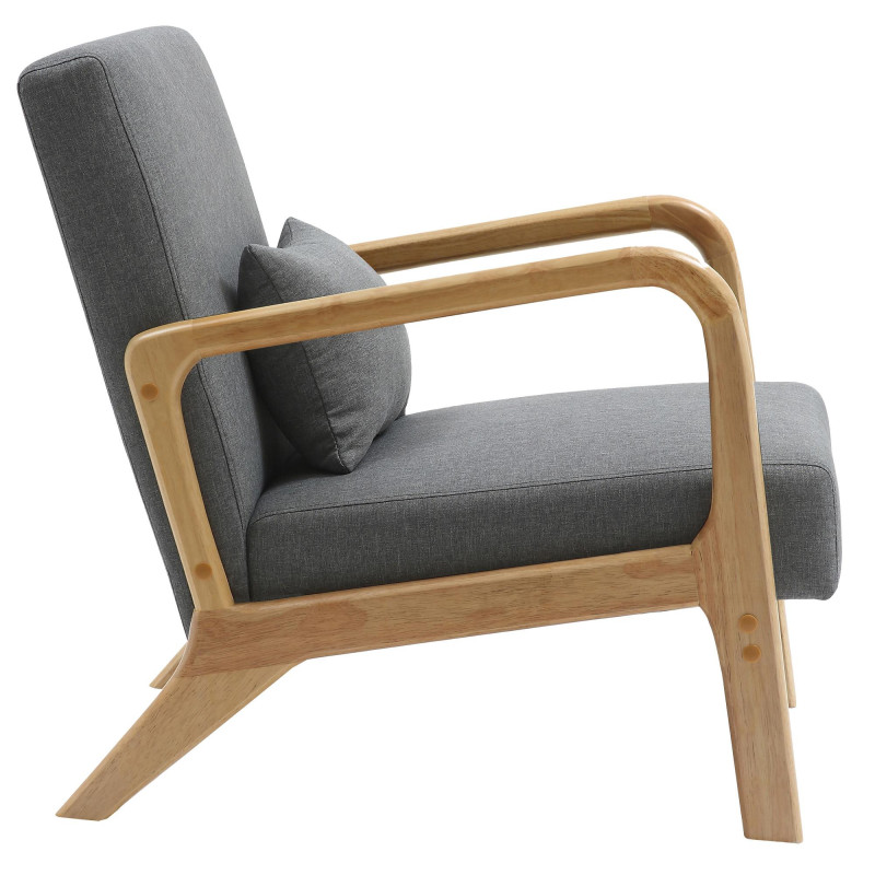 Fauteuil scandinave Tissu Gris clair Bois d'hévéa Naturel Wirol  - 6
