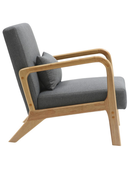 Fauteuil scandinave Tissu Gris clair Bois d'hévéa Naturel Wirol  - 6