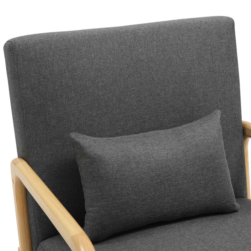 Fauteuil scandinave Tissu Gris foncé Bois d'hévéa Naturel Wirol - 2