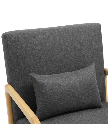 Fauteuil scandinave Tissu Gris foncé Bois d'hévéa Naturel Wirol - 2