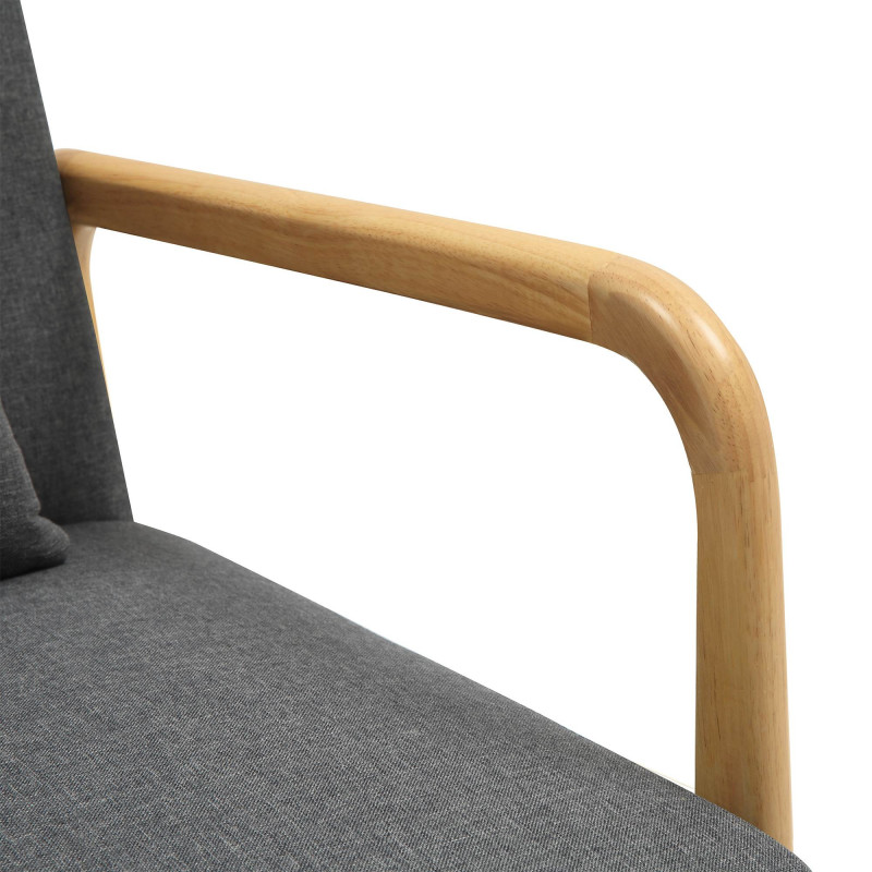 Fauteuil scandinave Tissu Gris foncé Bois d'hévéa Naturel Wirol - 3