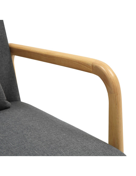 Fauteuil scandinave Tissu Gris foncé Bois d'hévéa Naturel Wirol - 3