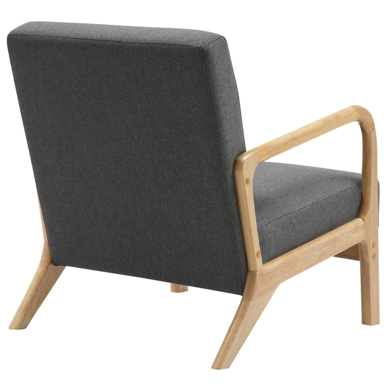 Fauteuil scandinave Tissu Gris foncé Bois d'hévéa Naturel Wirol - 5