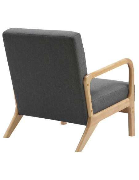Fauteuil scandinave Tissu Gris foncé Bois d'hévéa Naturel Wirol - 5