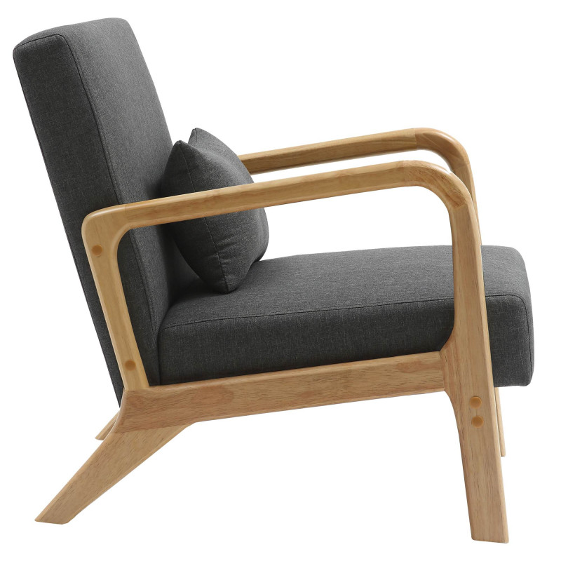Fauteuil scandinave Tissu Gris foncé Bois d'hévéa Naturel Wirol - 6