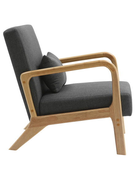 Fauteuil scandinave Tissu Gris foncé Bois d'hévéa Naturel Wirol - 6