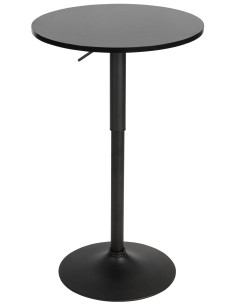 Table de bar hauteur réglable Ronde 2 personnes MDF Métal Noir Garel - 1