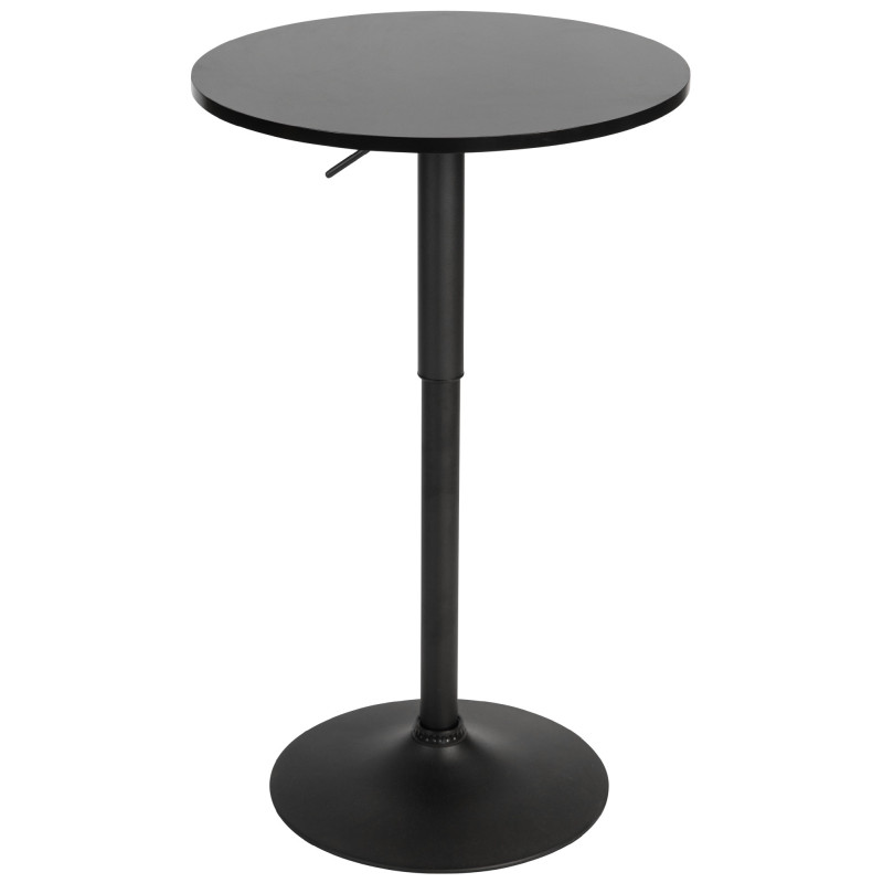 Table de bar hauteur réglable Ronde 2 personnes MDF Métal Noir Garel - 1