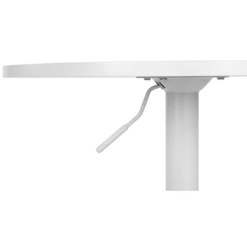 Table de bar hauteur réglable Ronde 2 personnes MDF Métal Blanc Garel - 2