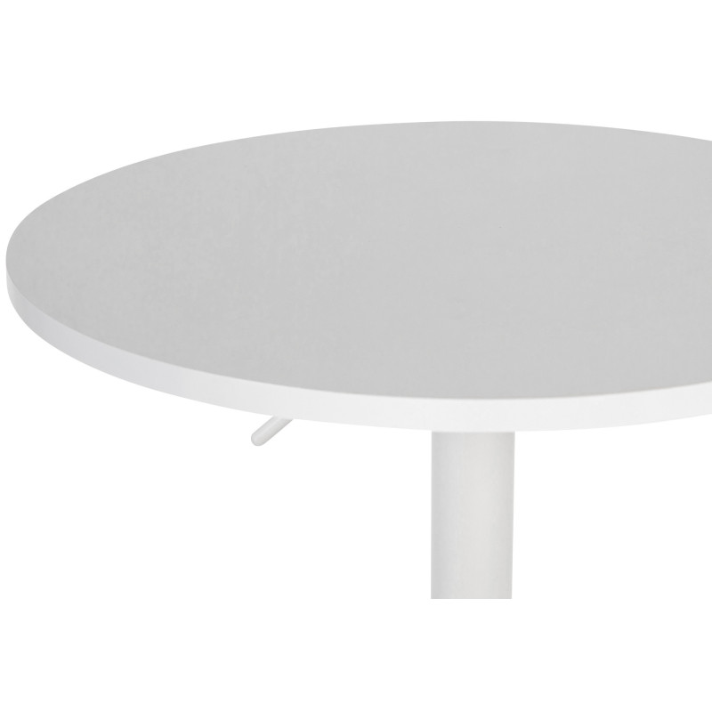 Table de bar hauteur réglable Ronde 2 personnes MDF Métal Blanc Garel - 3