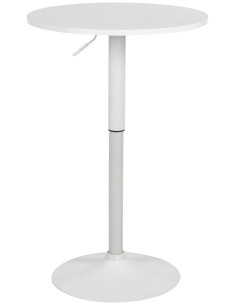 Table de bar hauteur réglable Ronde 2 personnes MDF Métal Blanc Garel - 1