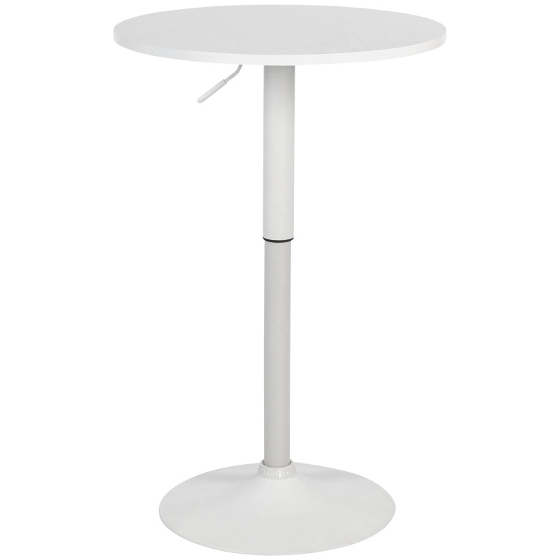 Table de bar hauteur réglable Ronde 2 personnes MDF Métal Blanc Garel - 1